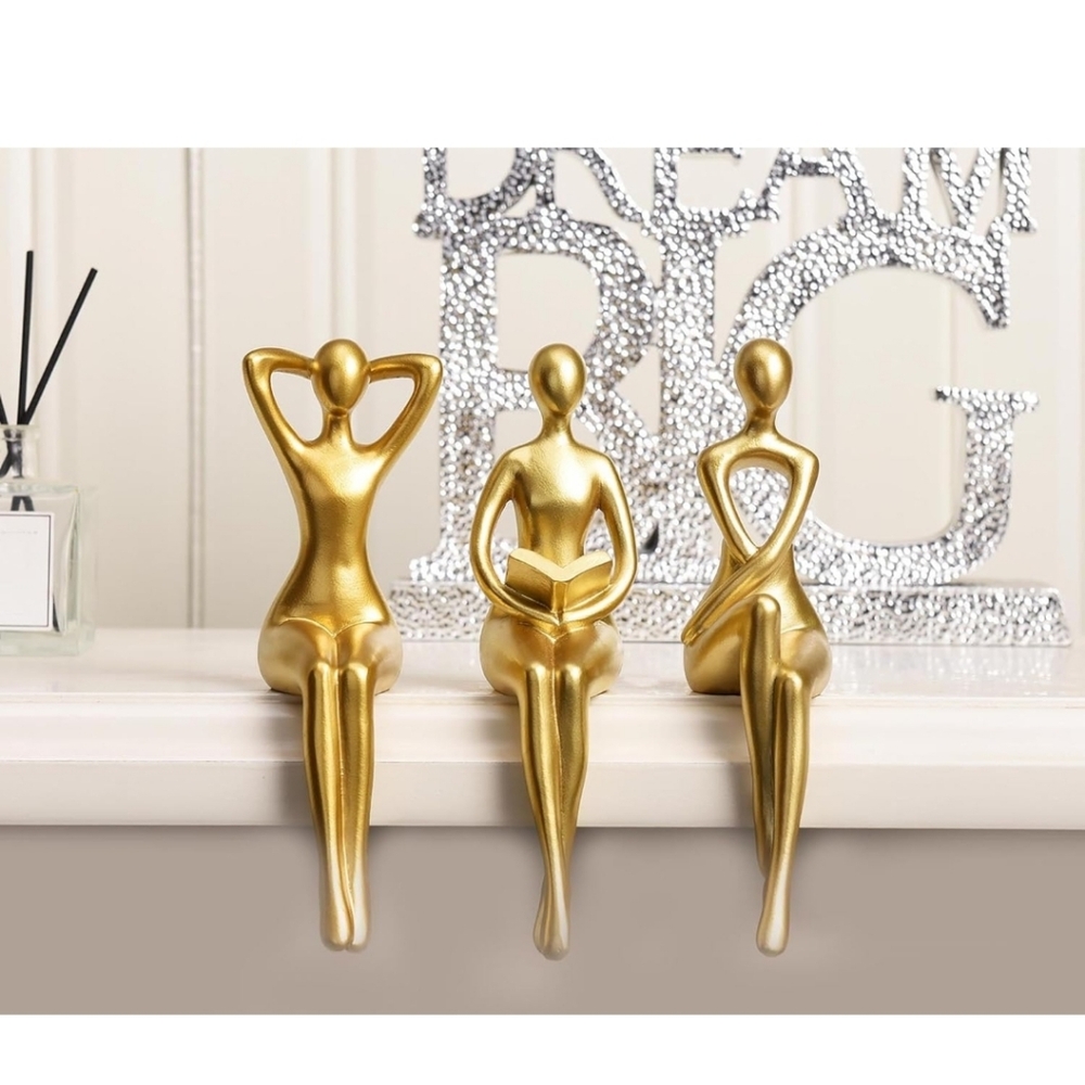 Elegant Gold Figurine Set for Home Decor - Picture 4 of 5